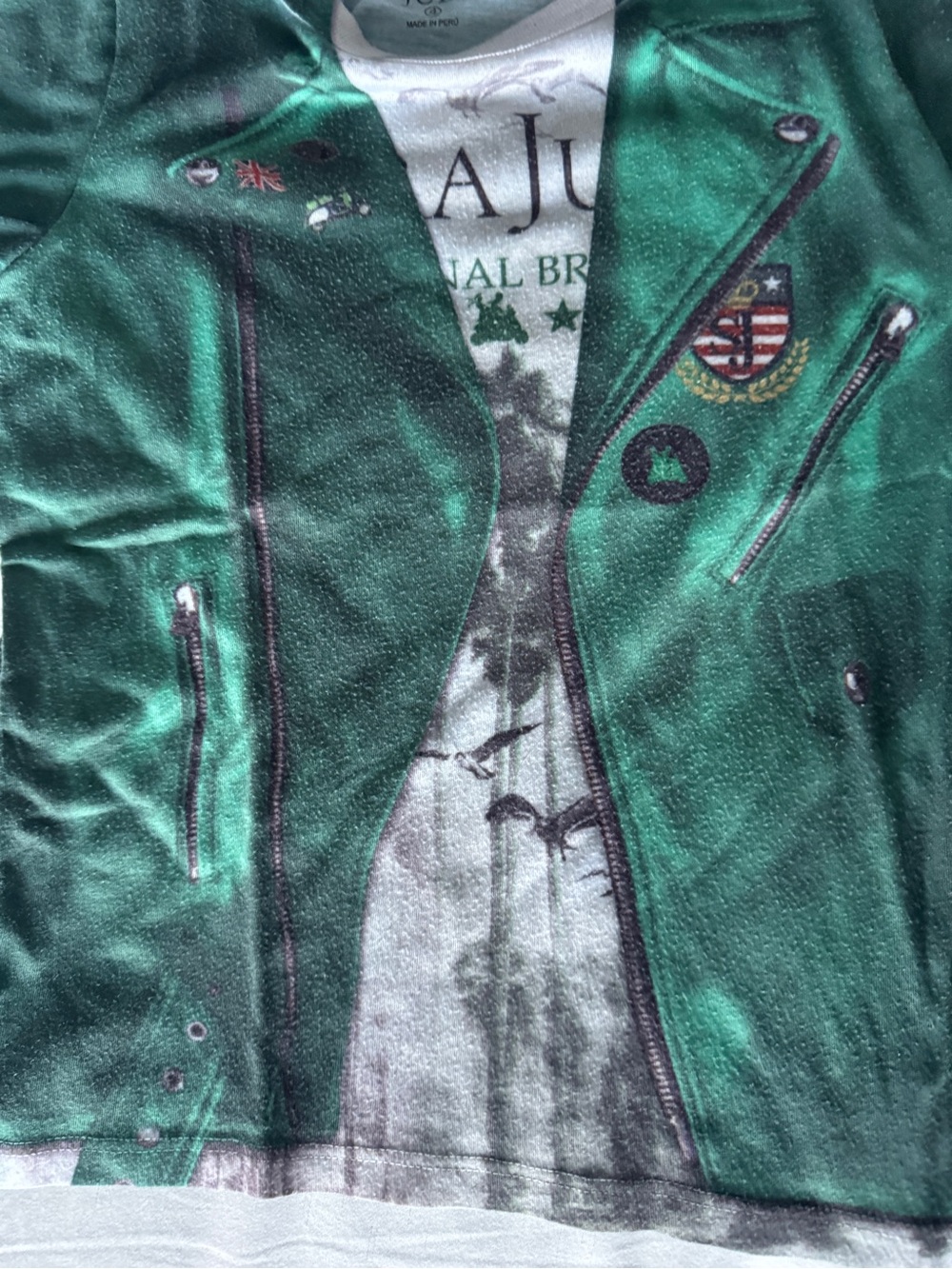 Sierra Julian Boys Graphic Moto Jacket Print T-Shirt Size 4 Green